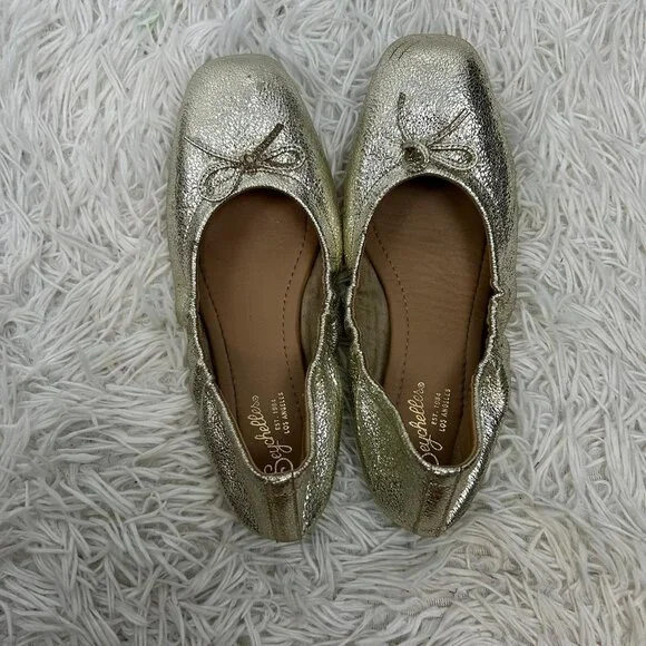 Seychelles Ballet Breathless Flats Womens 9 Gold Balletcore Comfort Casual Shoes - Picture 2 of 9